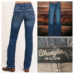 Wrangler Jeans 3 Boot Cut Willow Ultimate Riding Jean Mid Rise Dark Wash Denim